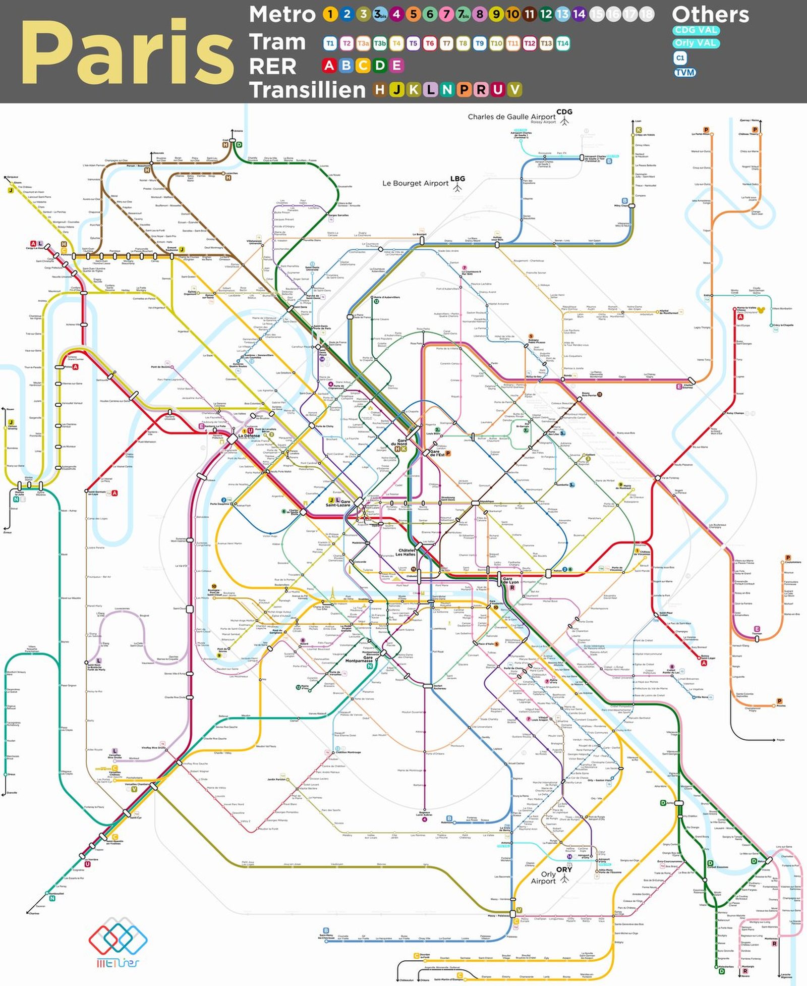 Paris metro map 2026 – Paris Métro & RER network map by Metliner